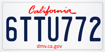 CA license plate 6TTU772