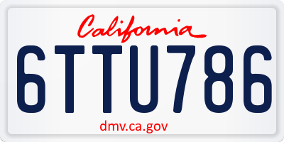 CA license plate 6TTU786