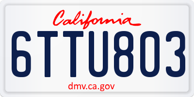 CA license plate 6TTU803