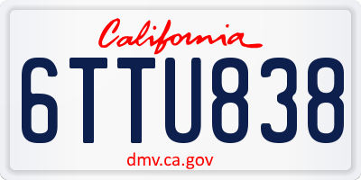 CA license plate 6TTU838