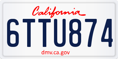 CA license plate 6TTU874