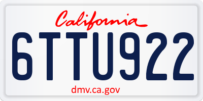 CA license plate 6TTU922