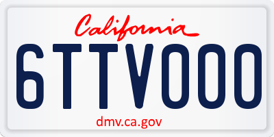 CA license plate 6TTV000