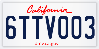 CA license plate 6TTV003
