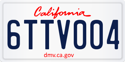CA license plate 6TTV004