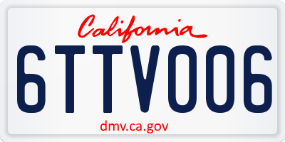 CA license plate 6TTV006