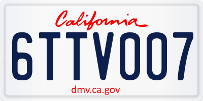 CA license plate 6TTV007