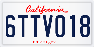 CA license plate 6TTV018