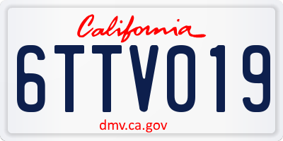 CA license plate 6TTV019