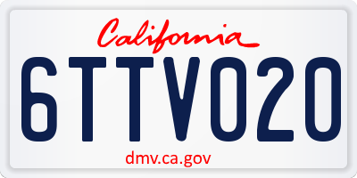 CA license plate 6TTV020