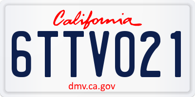 CA license plate 6TTV021