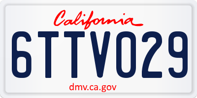 CA license plate 6TTV029