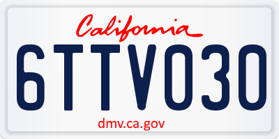 CA license plate 6TTV030