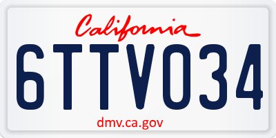 CA license plate 6TTV034