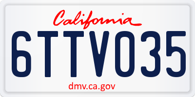 CA license plate 6TTV035