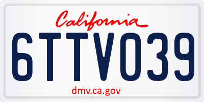 CA license plate 6TTV039