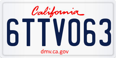 CA license plate 6TTV063