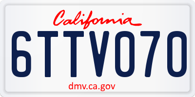 CA license plate 6TTV070