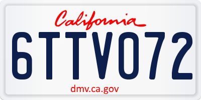 CA license plate 6TTV072