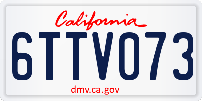 CA license plate 6TTV073