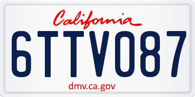 CA license plate 6TTV087