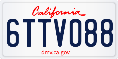 CA license plate 6TTV088