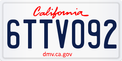 CA license plate 6TTV092