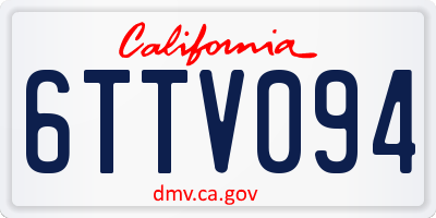 CA license plate 6TTV094