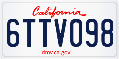 CA license plate 6TTV098