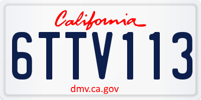 CA license plate 6TTV113