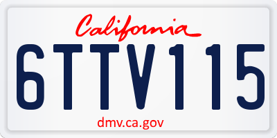 CA license plate 6TTV115