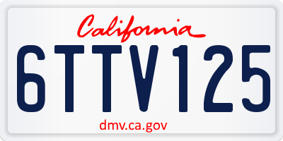 CA license plate 6TTV125