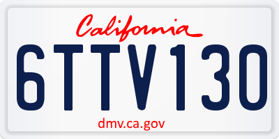 CA license plate 6TTV130