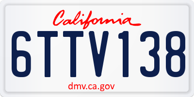 CA license plate 6TTV138