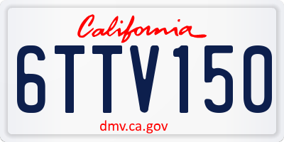 CA license plate 6TTV150