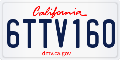CA license plate 6TTV160
