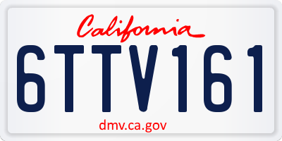 CA license plate 6TTV161