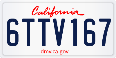 CA license plate 6TTV167