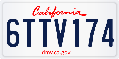 CA license plate 6TTV174