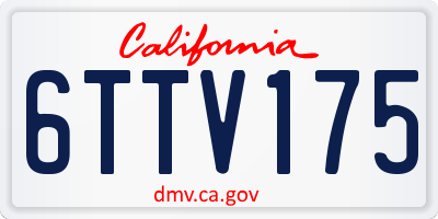 CA license plate 6TTV175