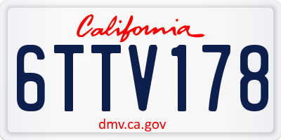 CA license plate 6TTV178