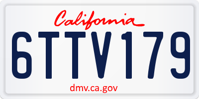 CA license plate 6TTV179