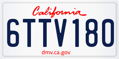 CA license plate 6TTV180