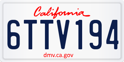 CA license plate 6TTV194