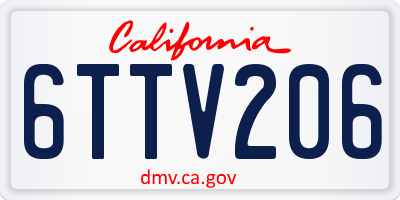 CA license plate 6TTV206