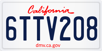 CA license plate 6TTV208