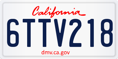 CA license plate 6TTV218