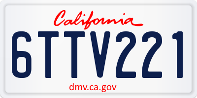 CA license plate 6TTV221