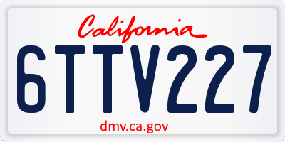 CA license plate 6TTV227