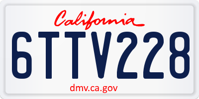 CA license plate 6TTV228